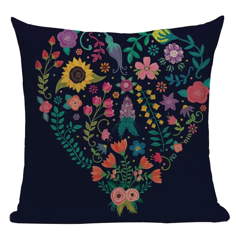 Axyaa Boho Kilim Leaf Cushion Cover - Retro Middle Eastern Style Home Decor