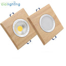 Axyaa 5W Square Wood LED Downlight for Modern Industrial Office or Home Cabinet Lighting