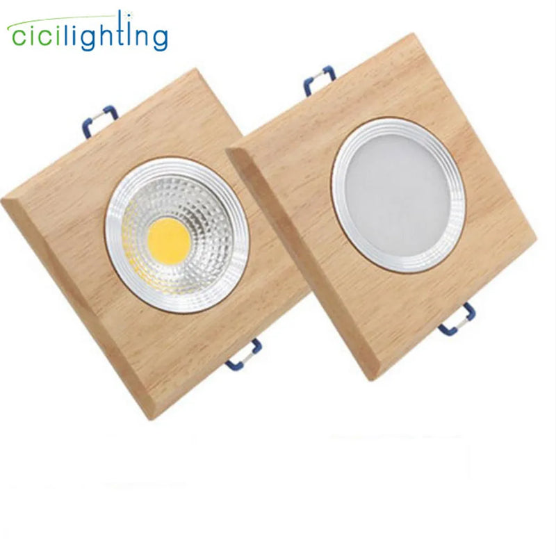 Axyaa 5W Square Wood LED Downlight for Modern Industrial Office or Home Cabinet Lighting