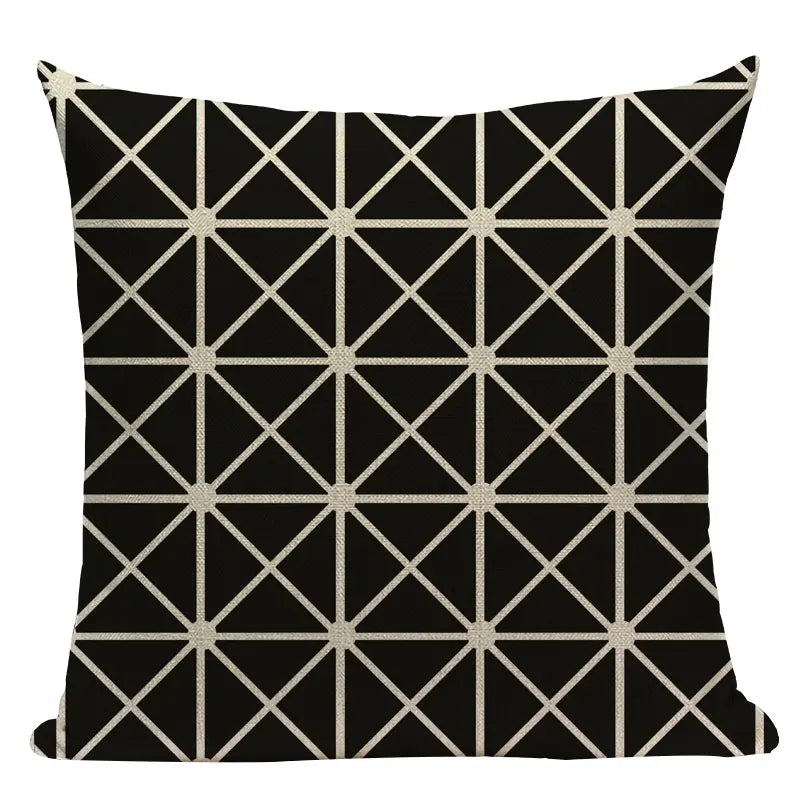 Axyaa Geometric Linen Cushion Cover 45x45cm - High Quality Decor Pillow