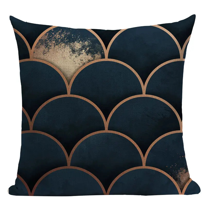Axyaa Striped Geometric Cushion Cover 45x45cm in Black, Blue