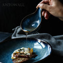 Axya Blue Ceramic Soup Spoon & Soy Sauce Dish Set