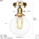 Axyaa Vintage Nordic Glass Ball Ceiling Light Fixture Copper LED Lamp