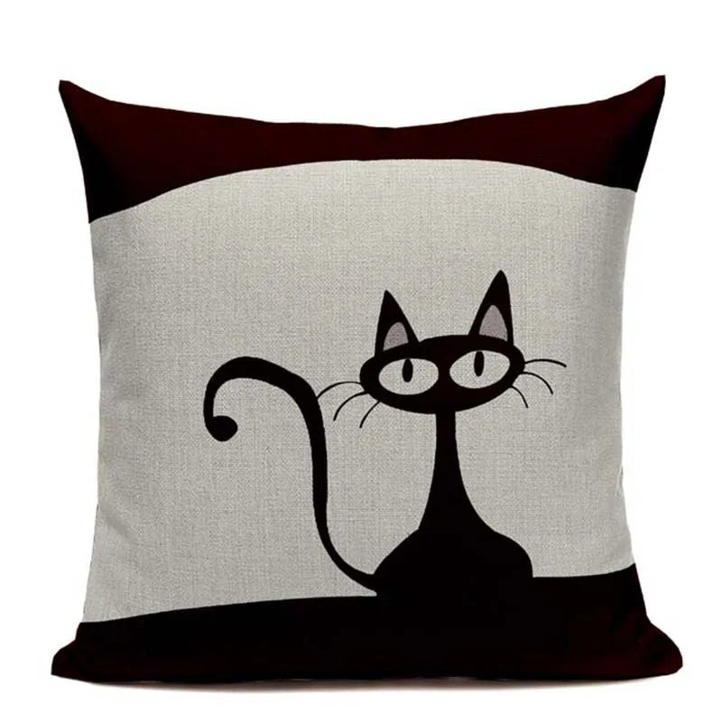 Axyaa Hand Painted Cat Eyes Linen Pillow Cover, Nordic Style, Black White Pattern