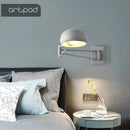 Axyaa Modern Metal Wall Lamp with Scalable Long Arm for Bedside, Work, and Reading