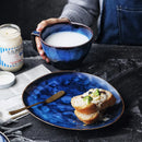 Axya Western Breakfast Tableware Set: Ceramic Plate, Milk Cup, Oatmeal Bowl