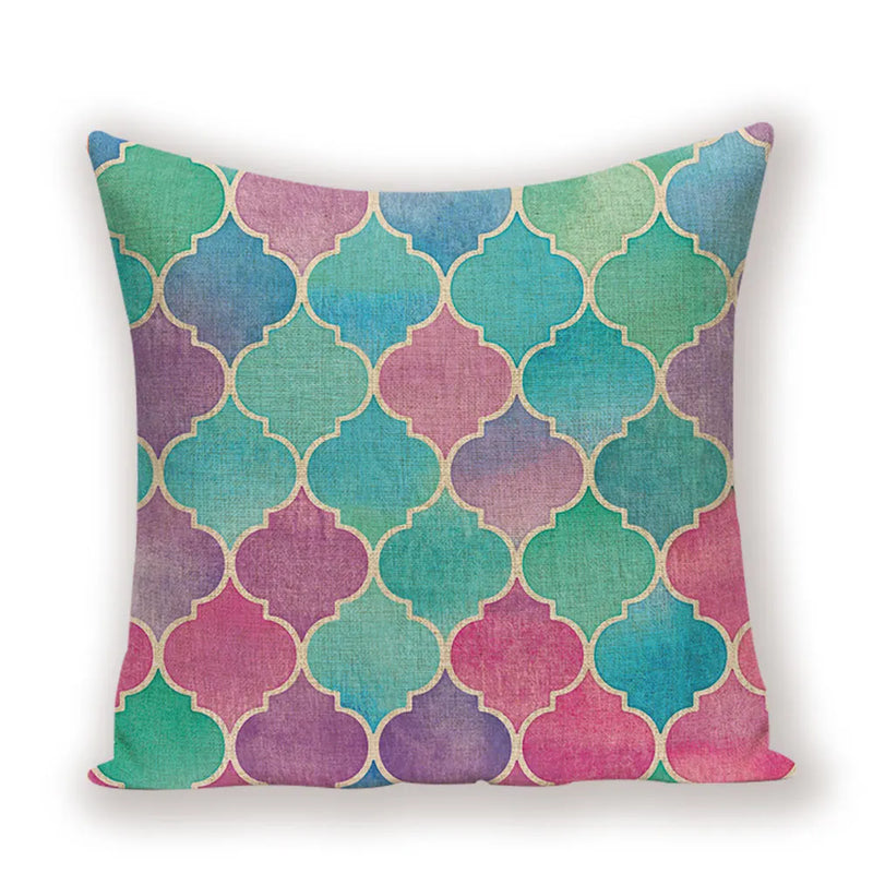Geometric Linen Cushion Cover for Home Decor - Axyaa's Stylish Throw Pillow Case