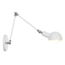 Axyaa Vintage Adjustable Swing Arm Wall Lamp White Brass