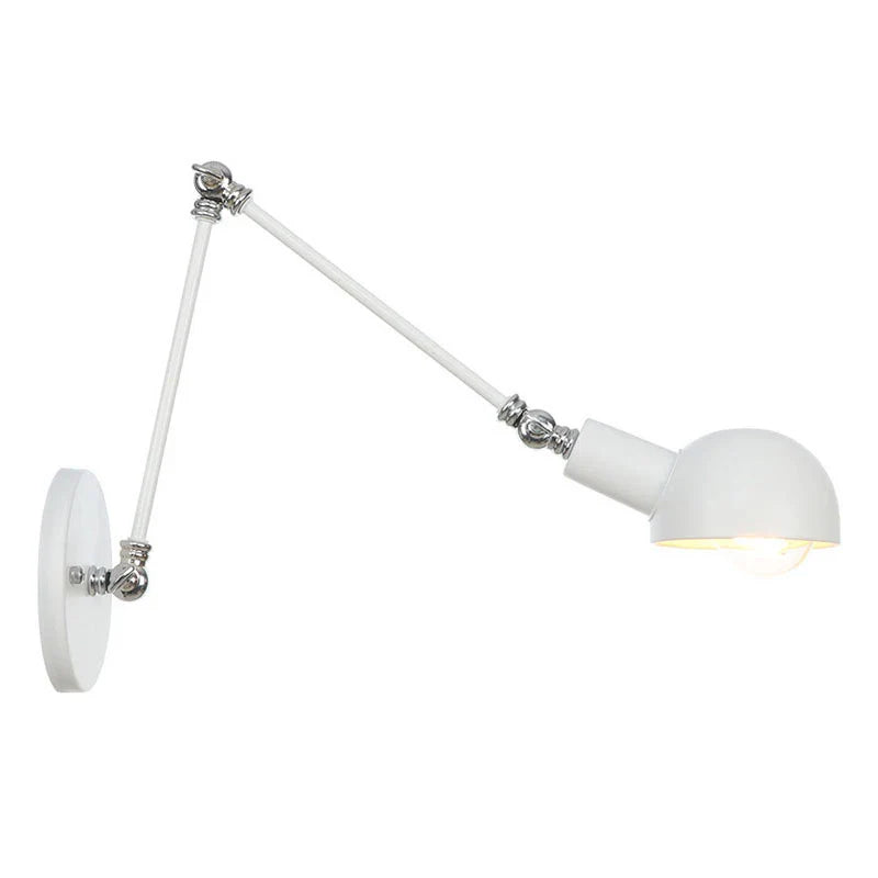 Axyaa Vintage Adjustable Swing Arm Wall Lamp White Brass