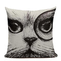 Axyaa Hand Painted Cat Eyes Linen Pillow Cover, Nordic Style, Black White Pattern