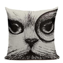 Axyaa Hand Painted Cat Eyes Linen Pillow Cover, Nordic Style, Black White Pattern