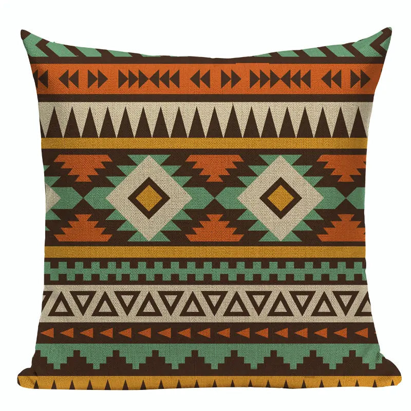 Axyaa Boho Plaid Stripes Pillow Cover 45x45cm Sofa Chair Custom Print Square