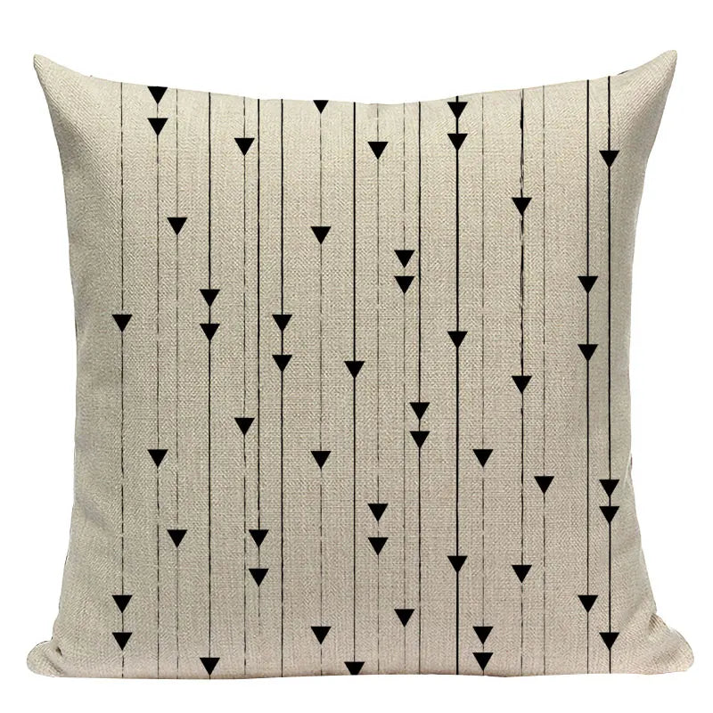 Axyaa Farmhouse Geometric Cushion Covers in Green and White