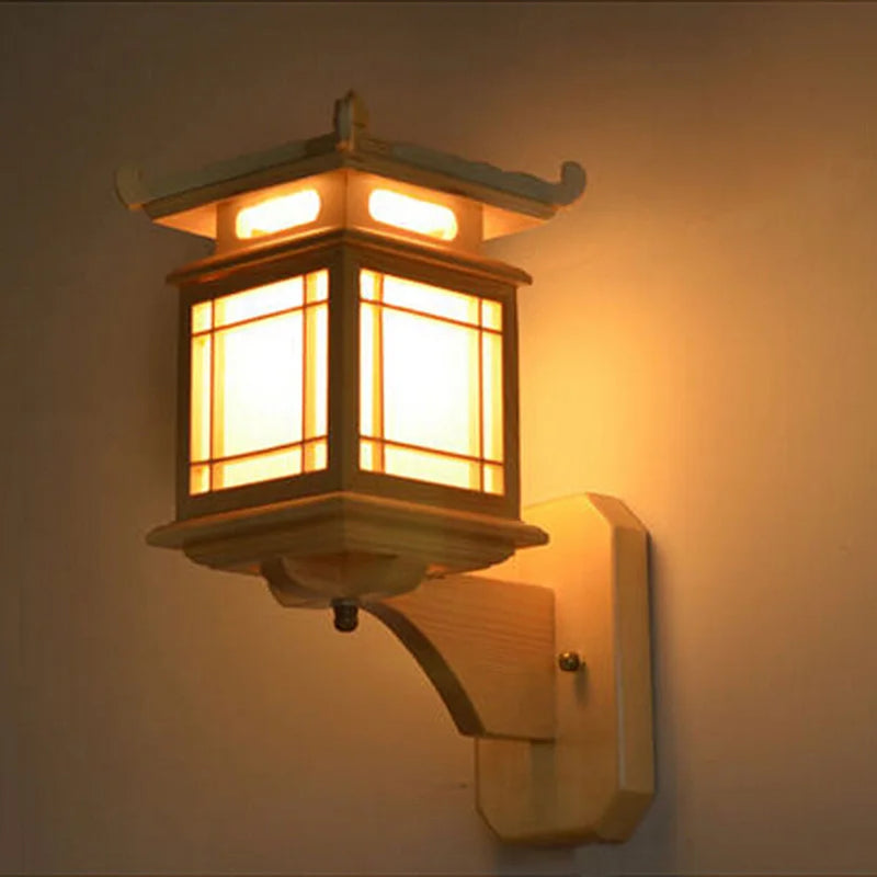 Axyaa Retro Wood Wall Lamp Sconce e27 Vintage Light Fixture