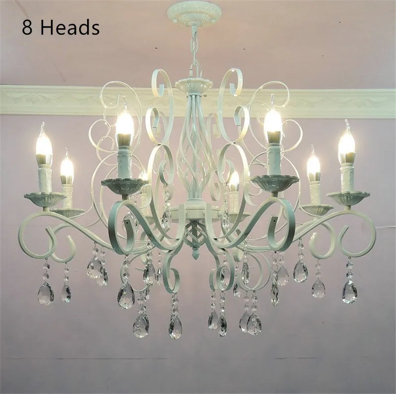 Axyaa Retro Wrought Iron Crystal Chandelier with E14 Candle Lights