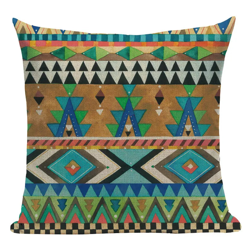 Axyaa Boho Plaid Stripes Pillow Cover 45x45cm Sofa Chair Custom Print Square