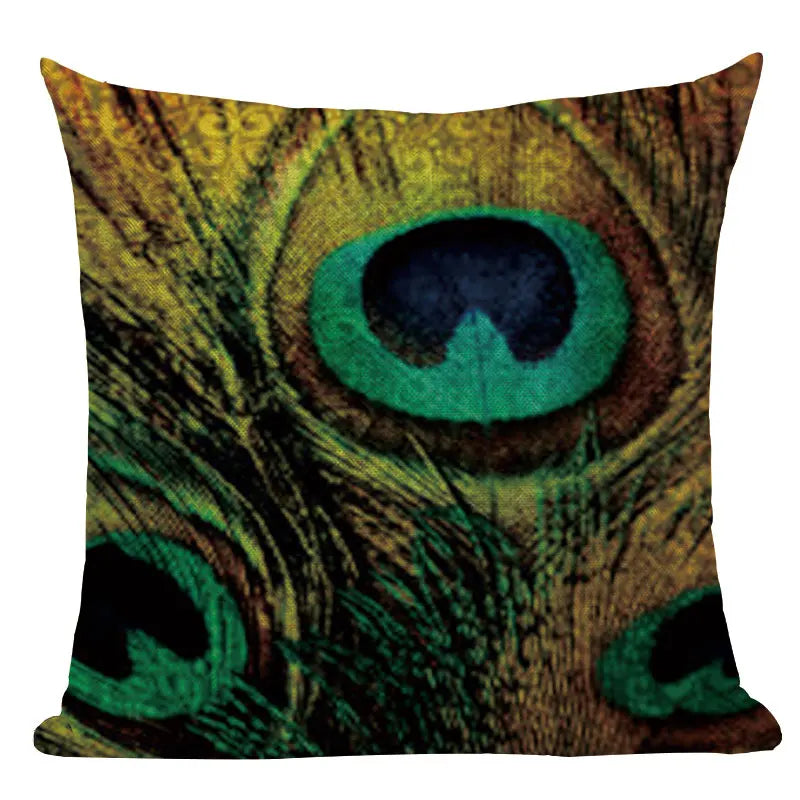Axyaa Velvet Peacock Print Cushion Cover - Simple Linen Home Decor