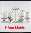 Axyaa Chrome Metal Crystal Chandelier with Double Glass Shades