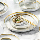 Axya Gold Marble Ceramic Kitchen Dinner Set for Food, Salad, Noodles, Soups