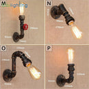 Axyaa Rustic Iron Water Pipe Wall Light Retro Vintage Industrial Sconce Lighting
