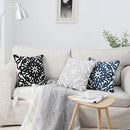Axyaa Navy Blue Gray Black Floral Embroidered Cotton Pillow Cover 45x45cm