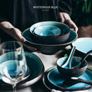 Axya Blue Ice Crackle Ceramic Tableware Set