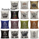 Axyaa Crown Design Cotton Linen Blended Cushion Cover - King Queen Letter Pillowcase