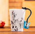 Axyaa Violin Guitar Ceramic Music Mug, Creative Stave Cup with Handle