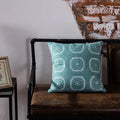 Axyaa Blue Geometric Embroidered Cotton Cushion Cover - 45x45cm