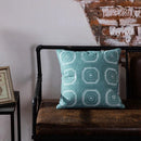 Axyaa Blue Geometric Embroidered Cotton Cushion Cover - 45x45cm