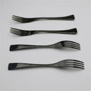 Axyaa 4-Piece Black Stainless Steel Dessert Fork Set for Dinner Salad Fruit