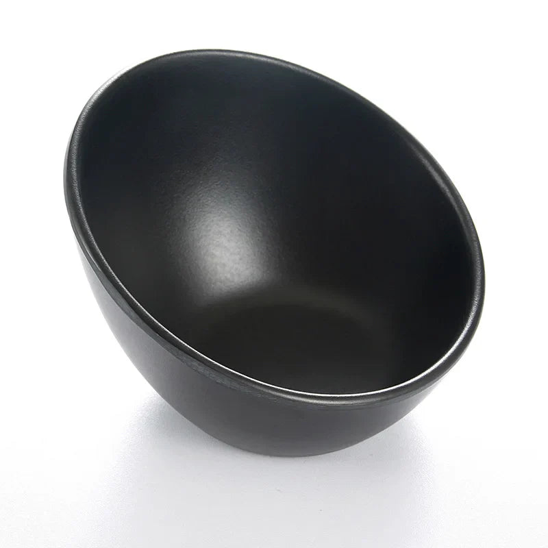 Axya Black Melamine Salad Bowl Set - Japanese Korean Tableware for Hot Pot & Buffet