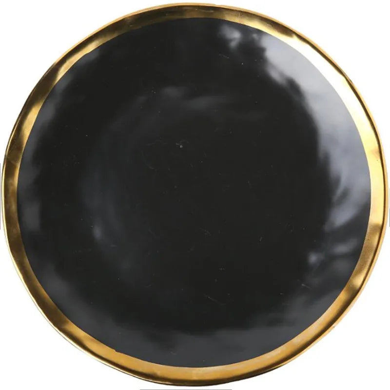 Axya Gilded Plates Matte Gold Cutlery Set Dinnerware Collection