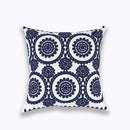 Axyaa Geometric Blue Embroidered Cushion Cover, 45x45cm, Home Decor