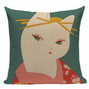 Axyaa Japanese Style Sofa Pillow Cover 45x45cm - Jin Wind and Carp Pattern