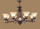 Axyaa Rustic Glass Shade Chandelier - Vintage Metal Hanging Lamp for Living Room