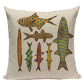 Colorful Fish Pattern Linen Cushion Cover by Axyaa