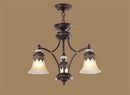 Axyaa Rustic Glass Shade Chandelier - Vintage Metal Hanging Lamp for Living Room
