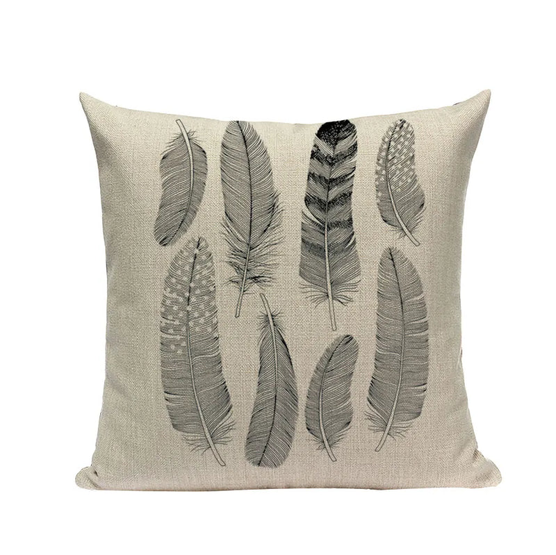 Axyaa Cotton Linen Feather Cushion Cover for Home Decor