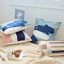 Axyaa Pink Blue Abstract Geometric Cotton Cushion Cover 45x45cm