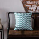 Axyaa Blue Geometric Embroidered Cotton Cushion Cover - 45x45cm