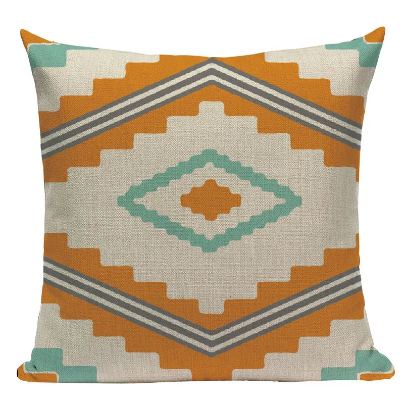 Axyaa Boho Plaid Stripes Pillow Cover 45x45cm Sofa Chair Custom Print Square
