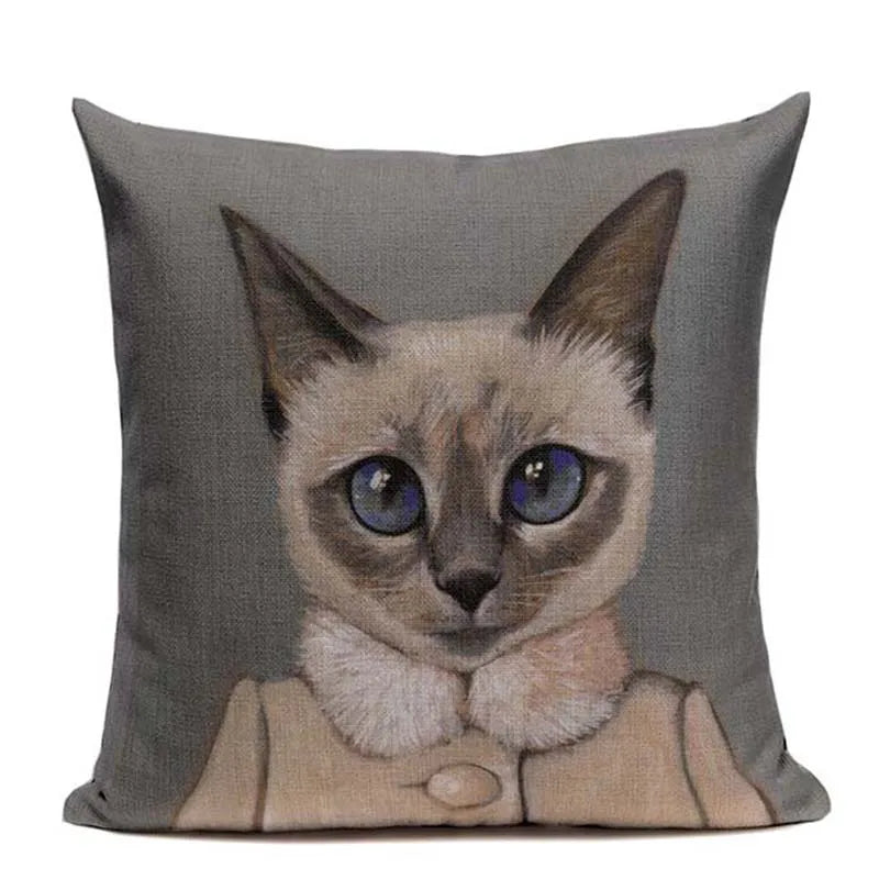 Axyaa Cartoon Cat Cushion Cover: High Quality Linen Sofa Home Decor Pillowcase