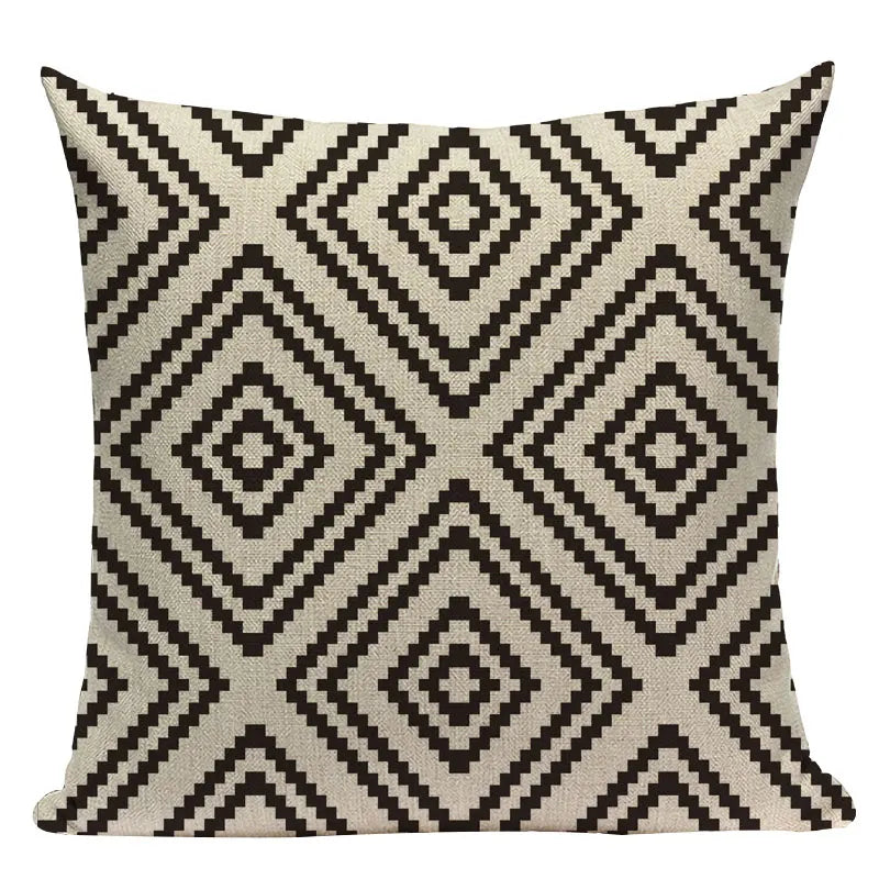 Axyaa Geometric Linen Cushion Cover 45x45cm - High Quality Decor Pillow