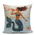 Axyaa Mermaid Pillowcase Ocean Style Cushion Cover 45x45cm Square Home Decor