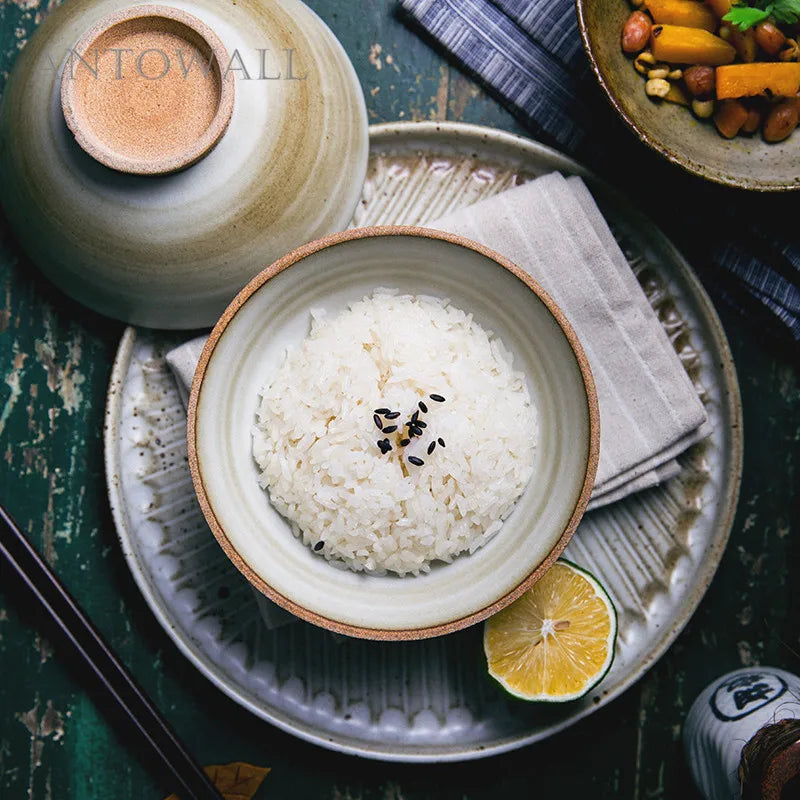 Axya Japanese Handmade Vintage Ceramic Restaurant Tableware Rice Soup Noodle Bowl