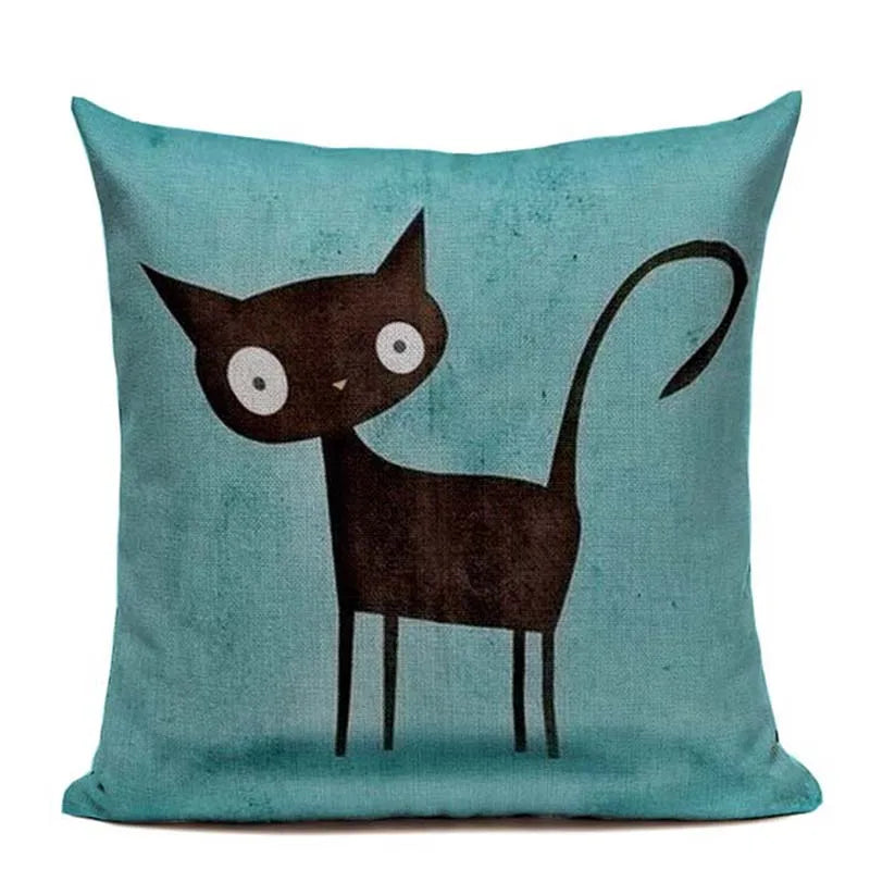 Axyaa Hand Painted Cat Eyes Linen Pillow Cover, Nordic Style, Black White Pattern