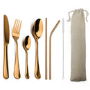 Axyaa 6-Piece Blue Dinnerware Set with Colorful Stainless Steel Cutlery