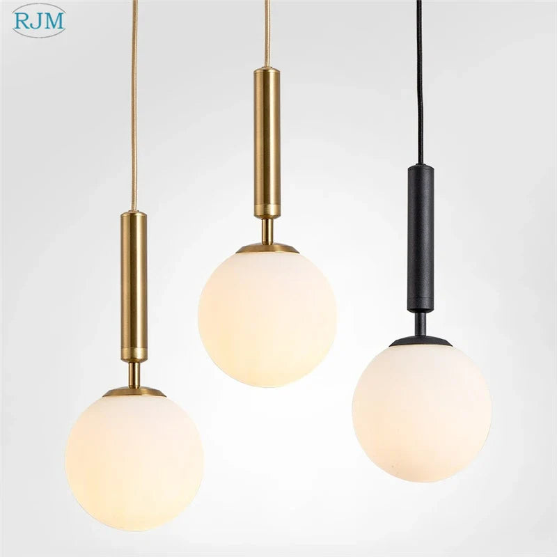 Axyaa Nordic Glass Ball LED Pendant Light - Modern, Creative, Single Head for Home & Commercial Settings