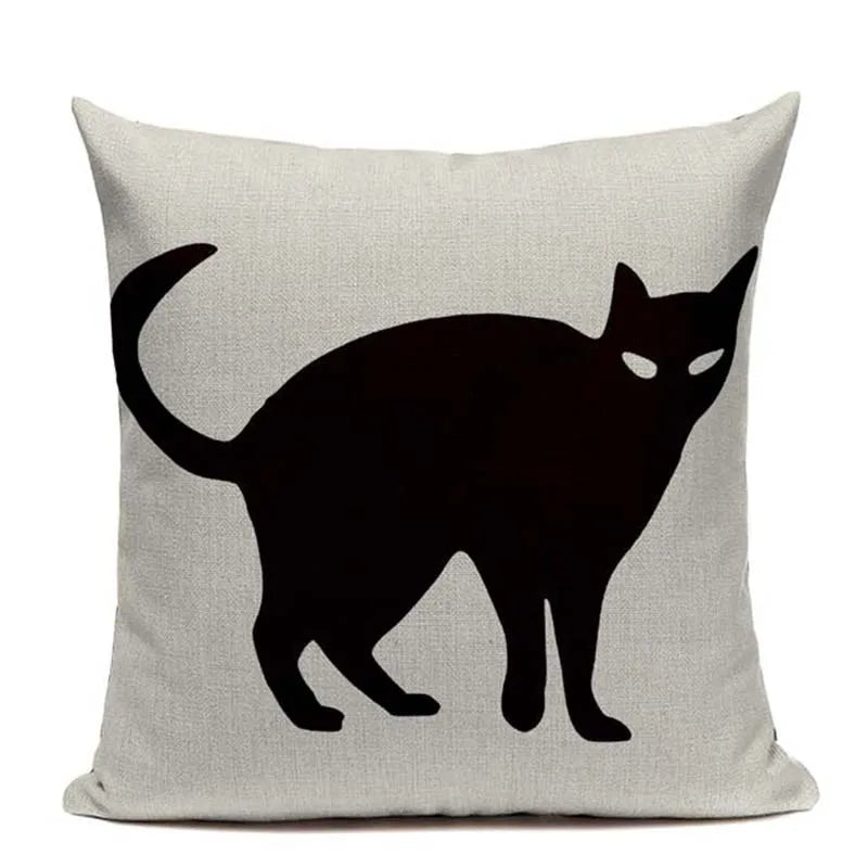 Axyaa Hand Painted Cat Eyes Linen Pillow Cover, Nordic Style, Black White Pattern